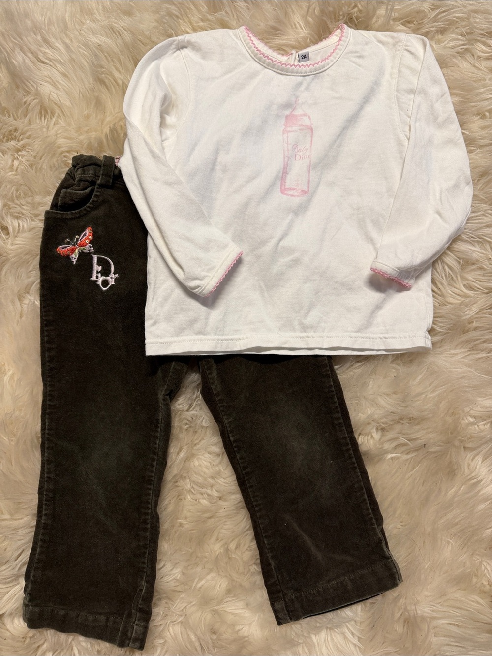 Christian Dior Baby Dior Long-Sleeve & Dark Brown Pants Set 2pc DESIGNER size 2.